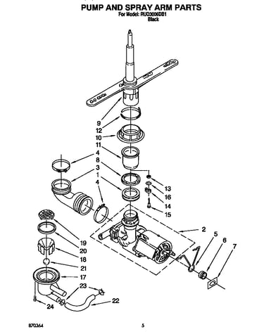 Pump and spray arm
