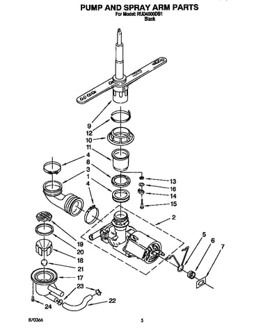 Pump and spray arm