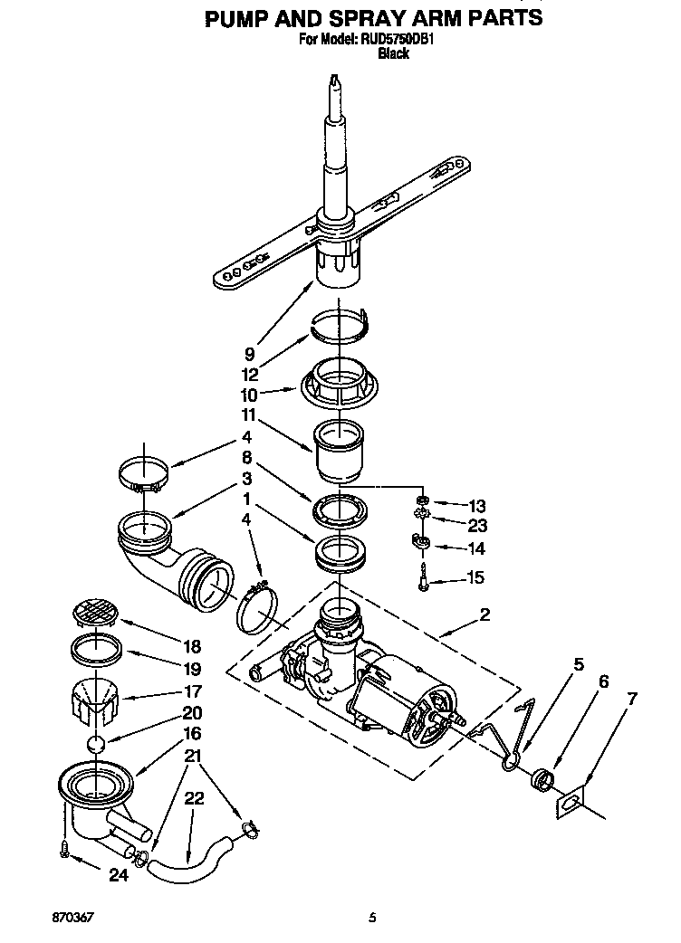 Pump and spray arm