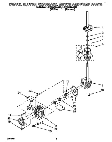 Brake, clutch, gearcase, motor and pump