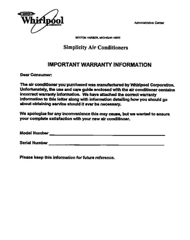 Important warranty information