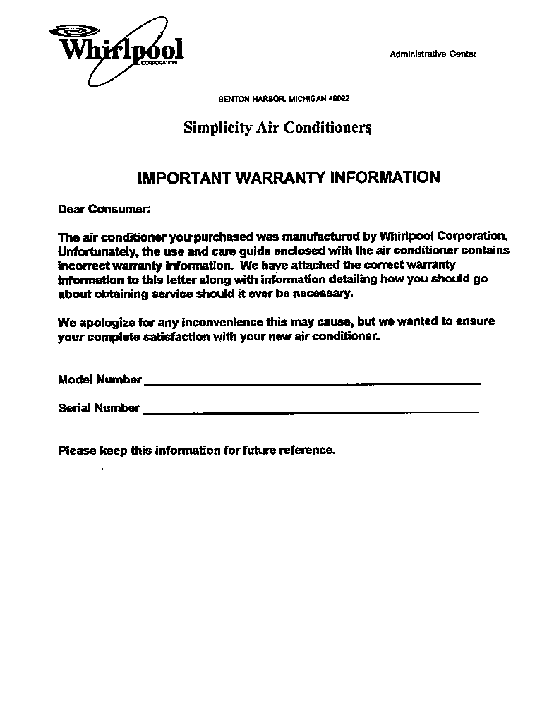 Important warranty information