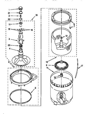 Agitator, basket and tub