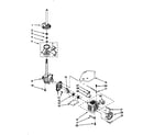 Whirlpool LBR5133AN1 brake, clutch, gearcase, motor and pump diagram