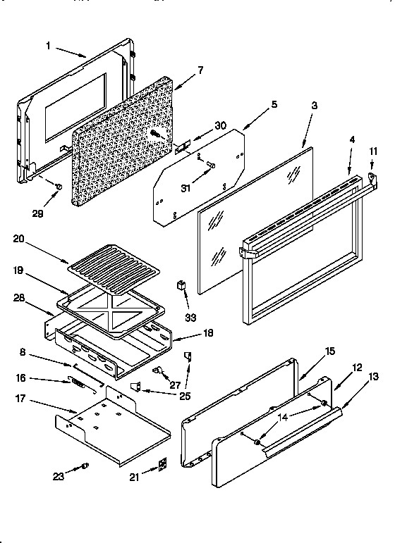 Oven door and broiler