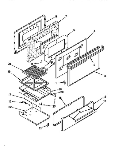 Oven door and broiler