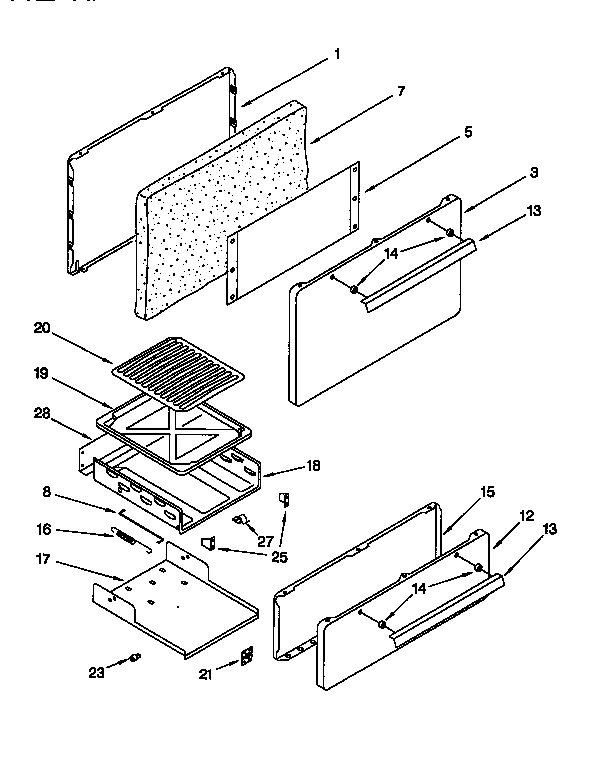 Oven door and broiler