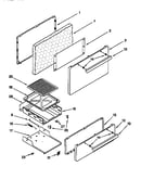 Oven door and broiler