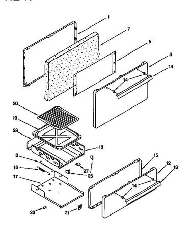 Oven door and broiler