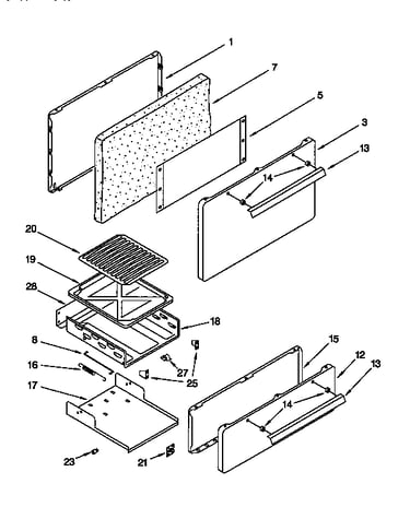 Oven door and broiler