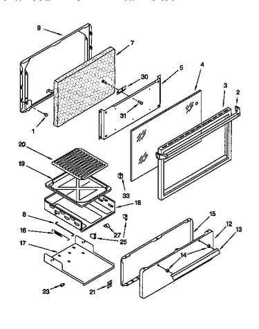 Oven door and broiler