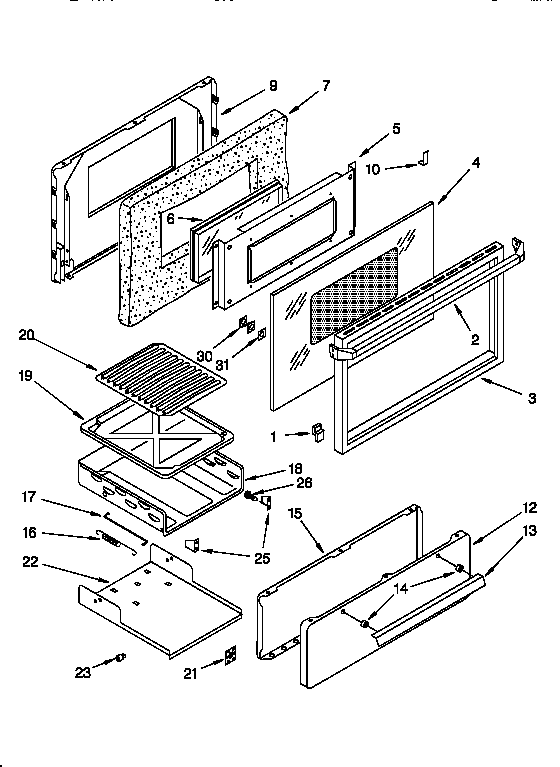 Oven door and broiler