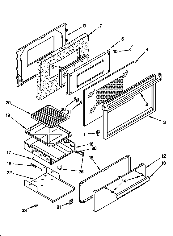 Oven door and broiler