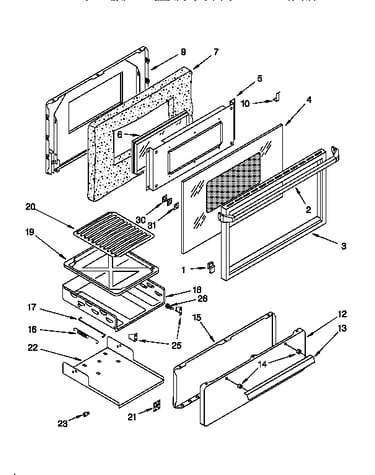 Oven door and broiler