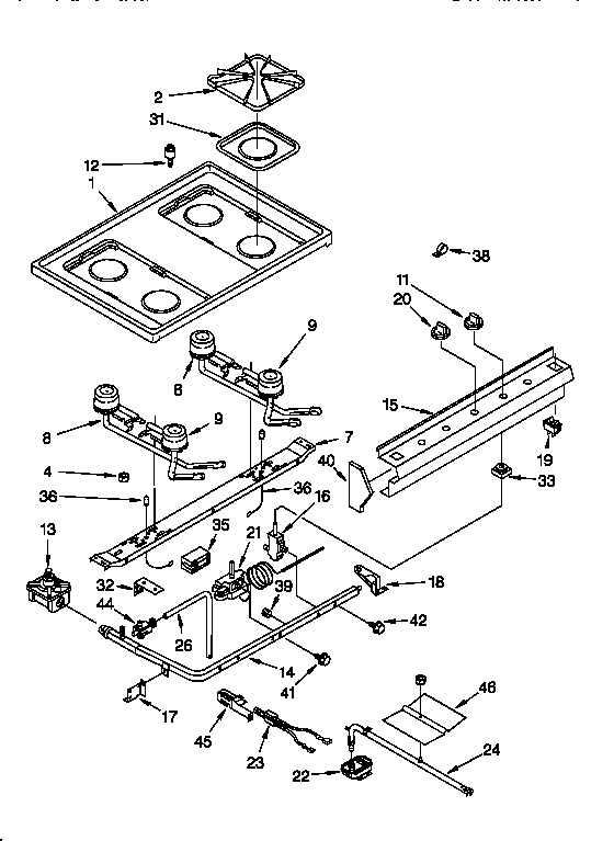 Cooktop and manifold