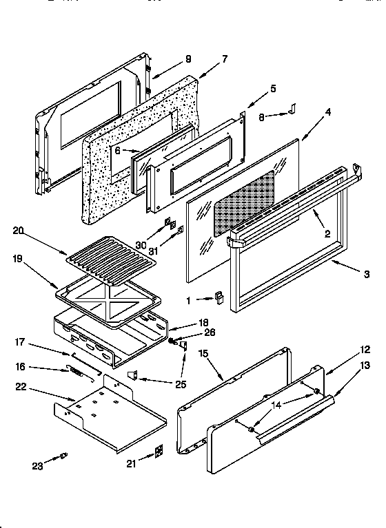Oven door and broiler