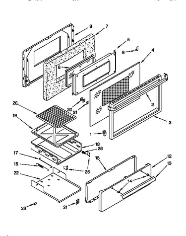 Oven door and broiler