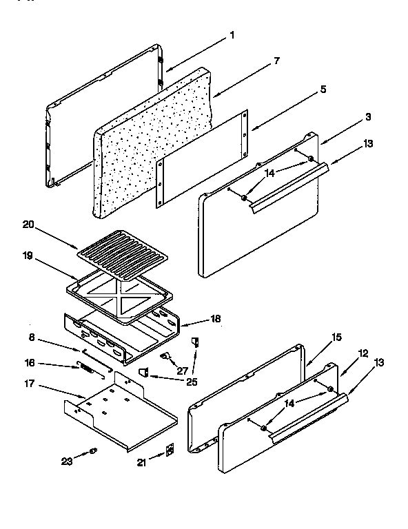 Oven door and broiler