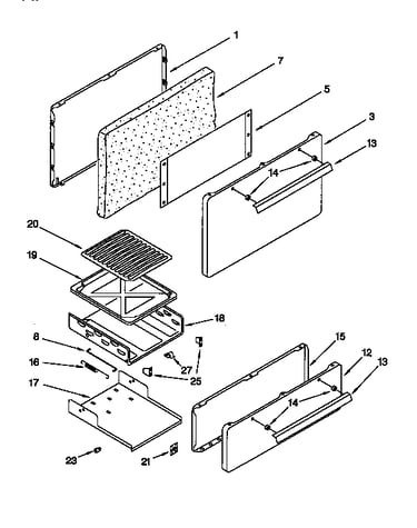 Oven door and broiler