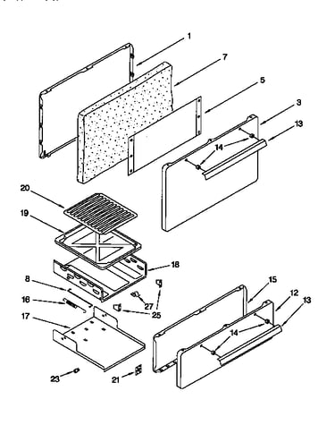 Oven door and broiler