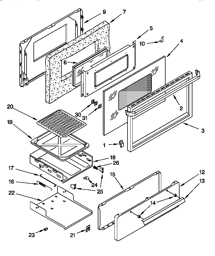 OVEN DOOR AND BROILER