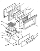 Oven door and broiler