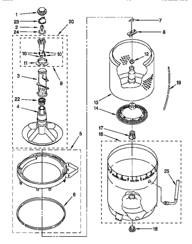 Agitator, basket and tub
