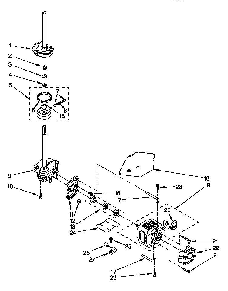 Brake, clutch, gearcase, motor and pump