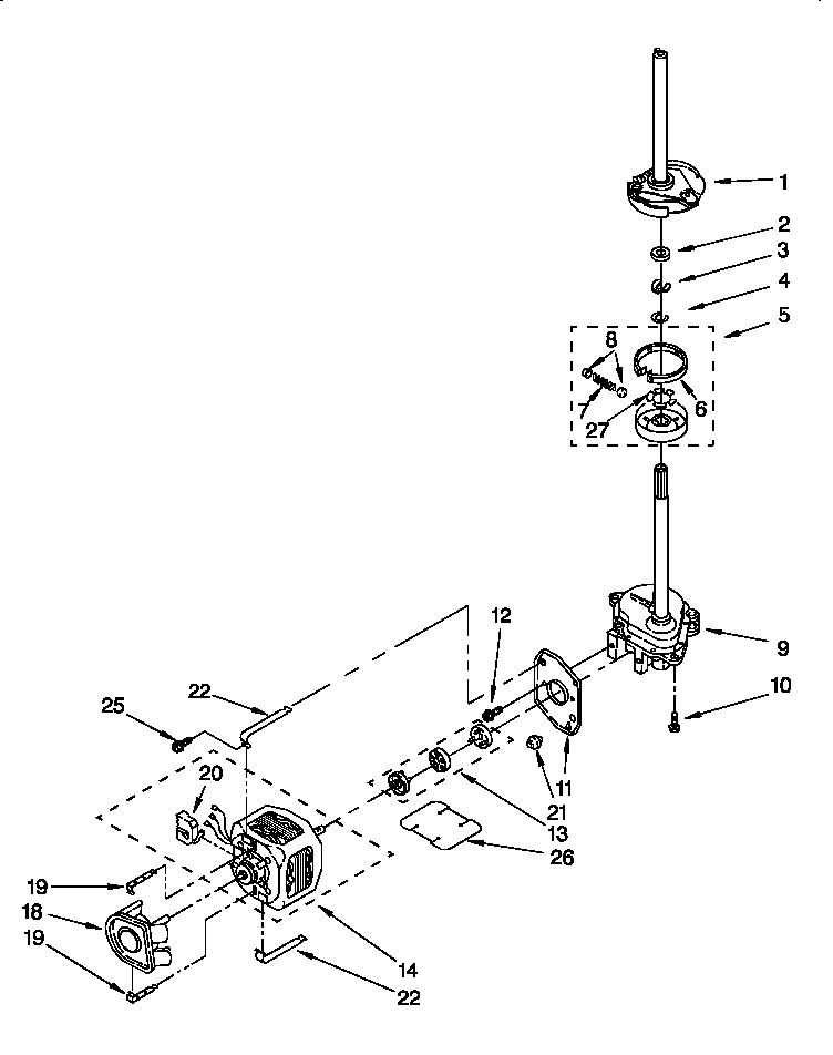 Brake, clutch, gearcase, motor and pump