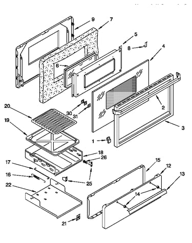 Oven door and broiler