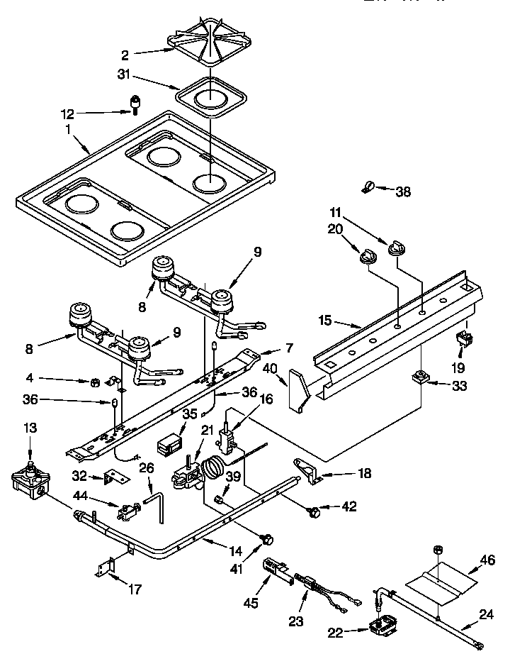 Cooktop and manifold