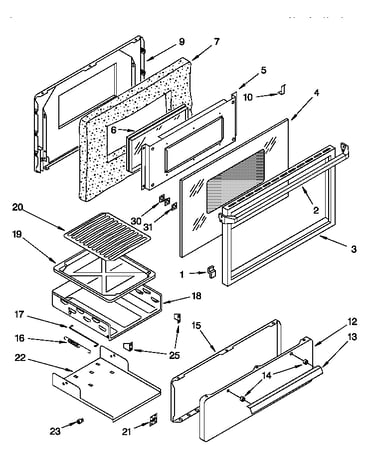 Oven door and broiler