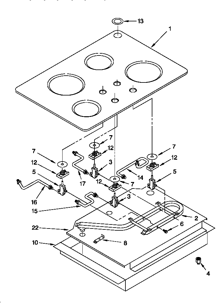 Burner box, gas valves, and switches
