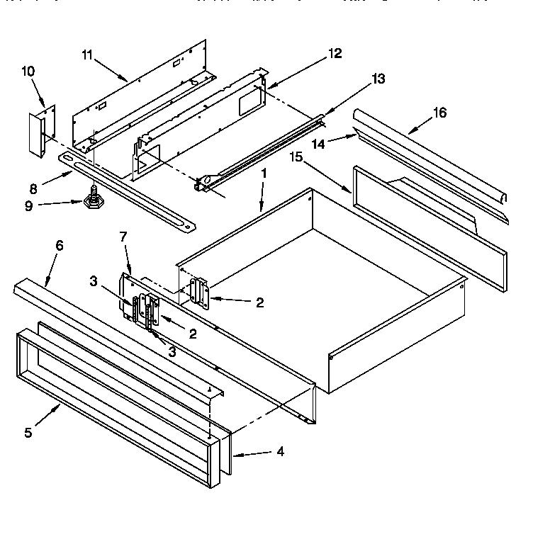 Utility drawer and rail
