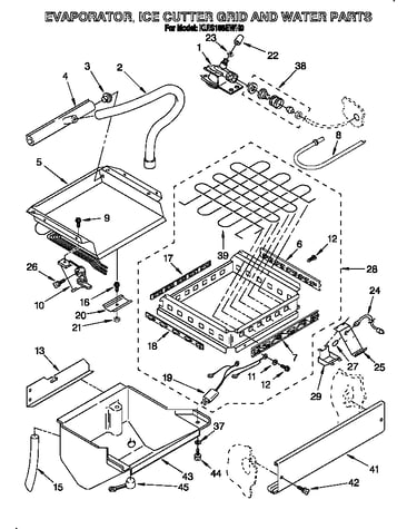 Evaporator, ice cutter grid and water