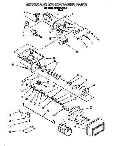Motor and ice container