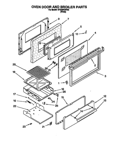 Oven door and broiler