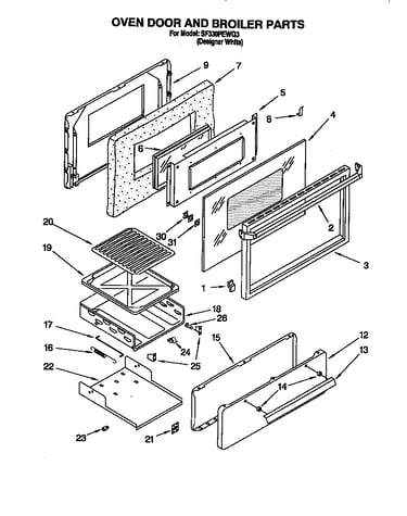 Oven door and broiler