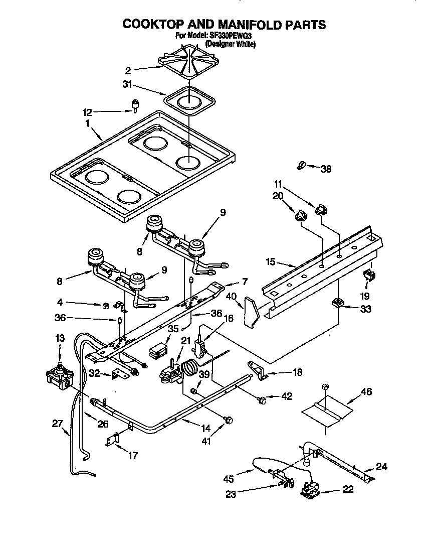 Cooktop and manifold