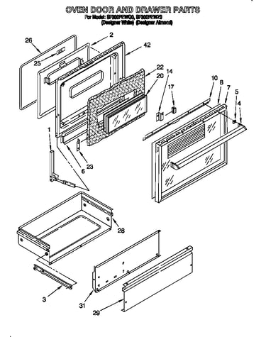 Oven door and drawer