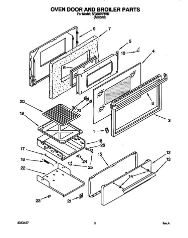 Oven door and broiler