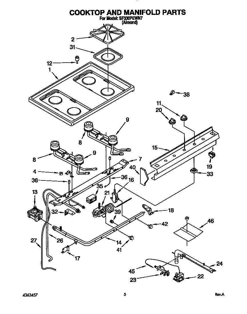Cooktop and manifold