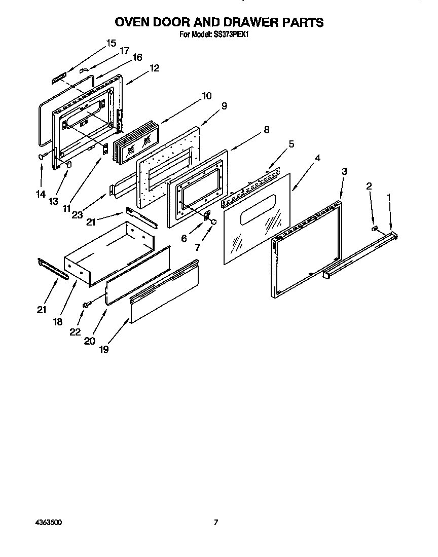 OVEN DOOR AND DRAWER