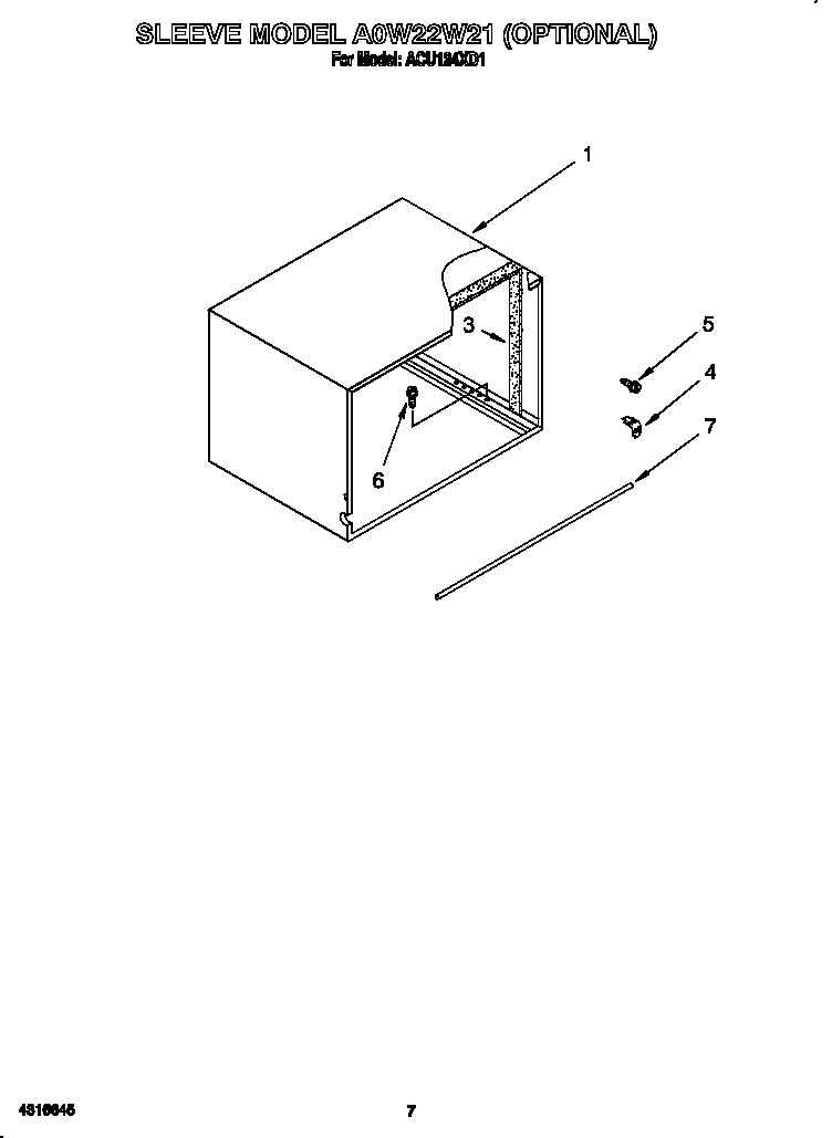 Sleeve model aow22w21 (optional)
