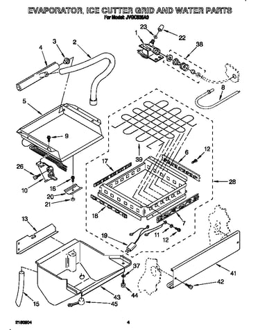 Evaporator, ice cutter grid and water