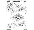 Whirlpool RF364PXDN0 cooktop and control diagram