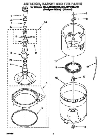 Agitator, basket and tub