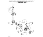 Whirlpool 3XLA87W92AN0 brake, clutch, gearcase, motor and pump diagram