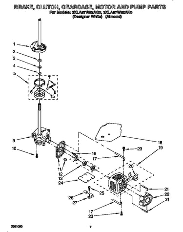 Brake, clutch, gearcase, motor and pump