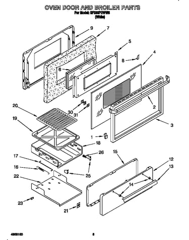 Oven door and broiler